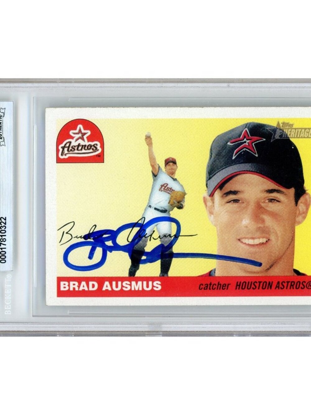 Brad Ausmus Signed 2004 Topps Heritage #36 Astros Beckett BAS Slabbed Auto